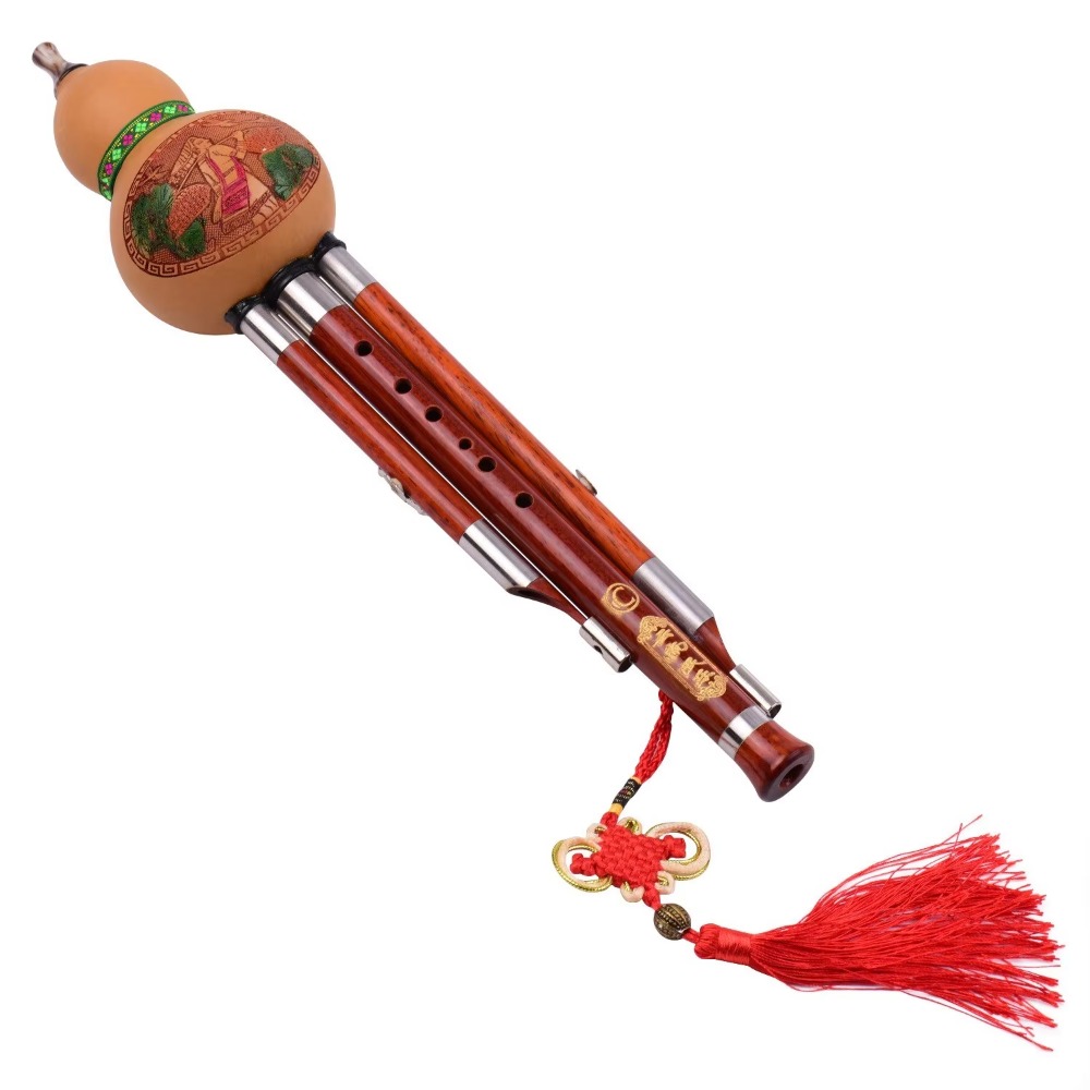 Musical Instrument In Chinese - 3-Tonige C-Hulusi-Kürbisflöte aus Massivholz, Traditionelles Chinesisches