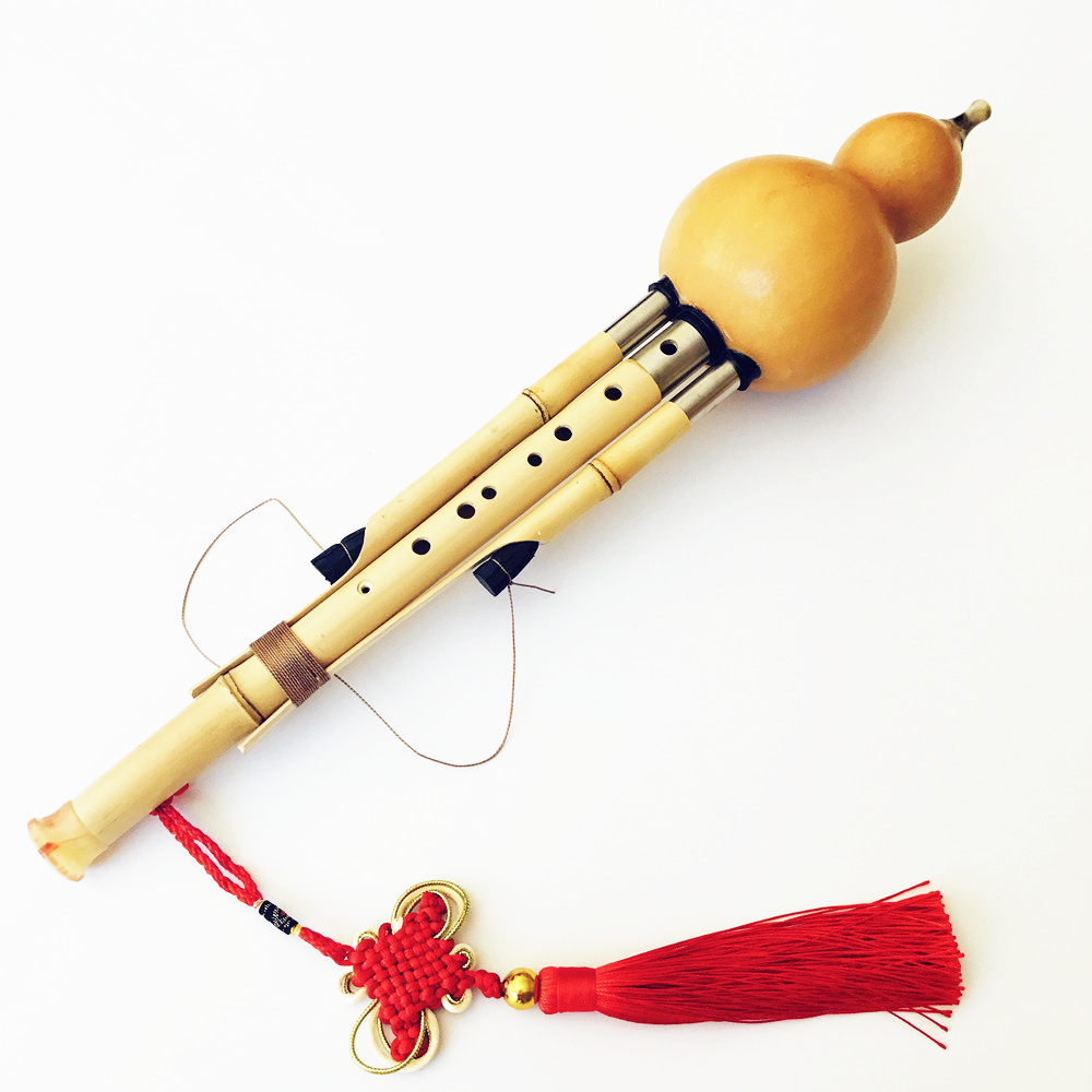 Musical Instrument In Chinese - Chinesische Handgemachte Hulusi Goldene Bambus Kürbis