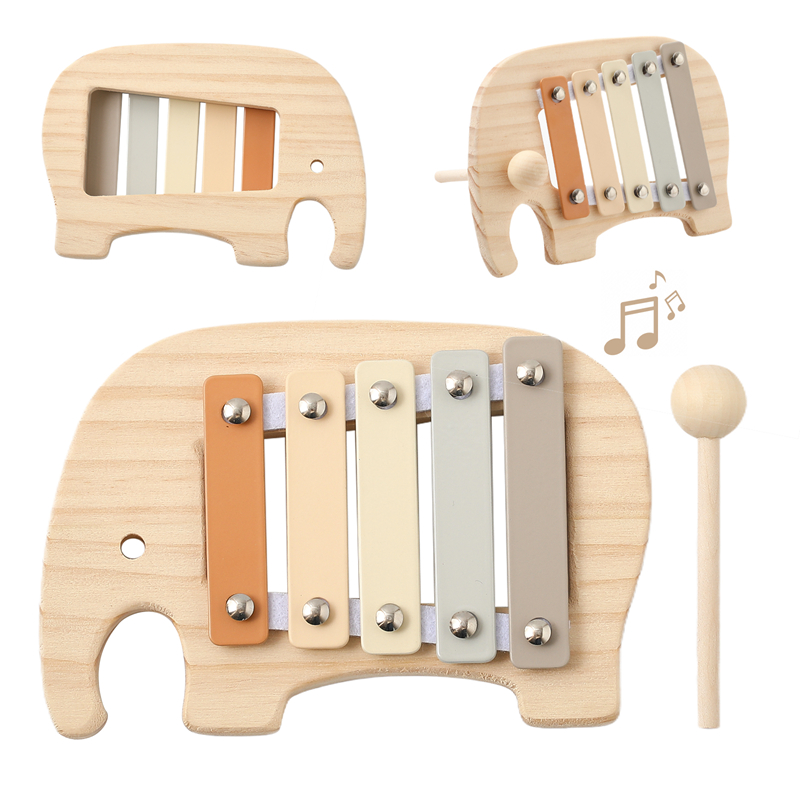 Musical Instrument Xylophone - Baby Montessori Spielzeug Cartoon Elefant Percussion