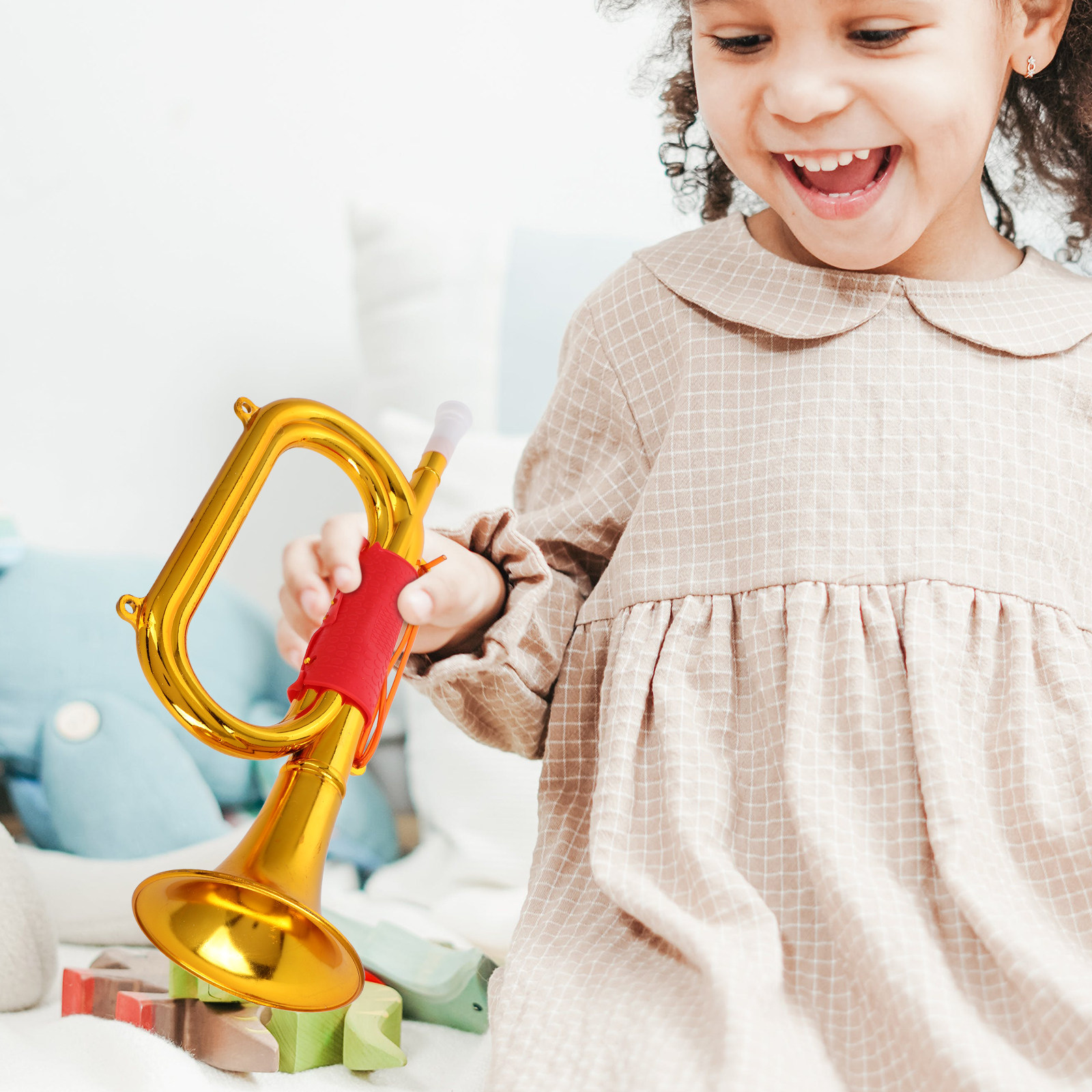 Goldene Plastiktrompete für Ki – Musical Instrument Bugle Bewertung und Preis