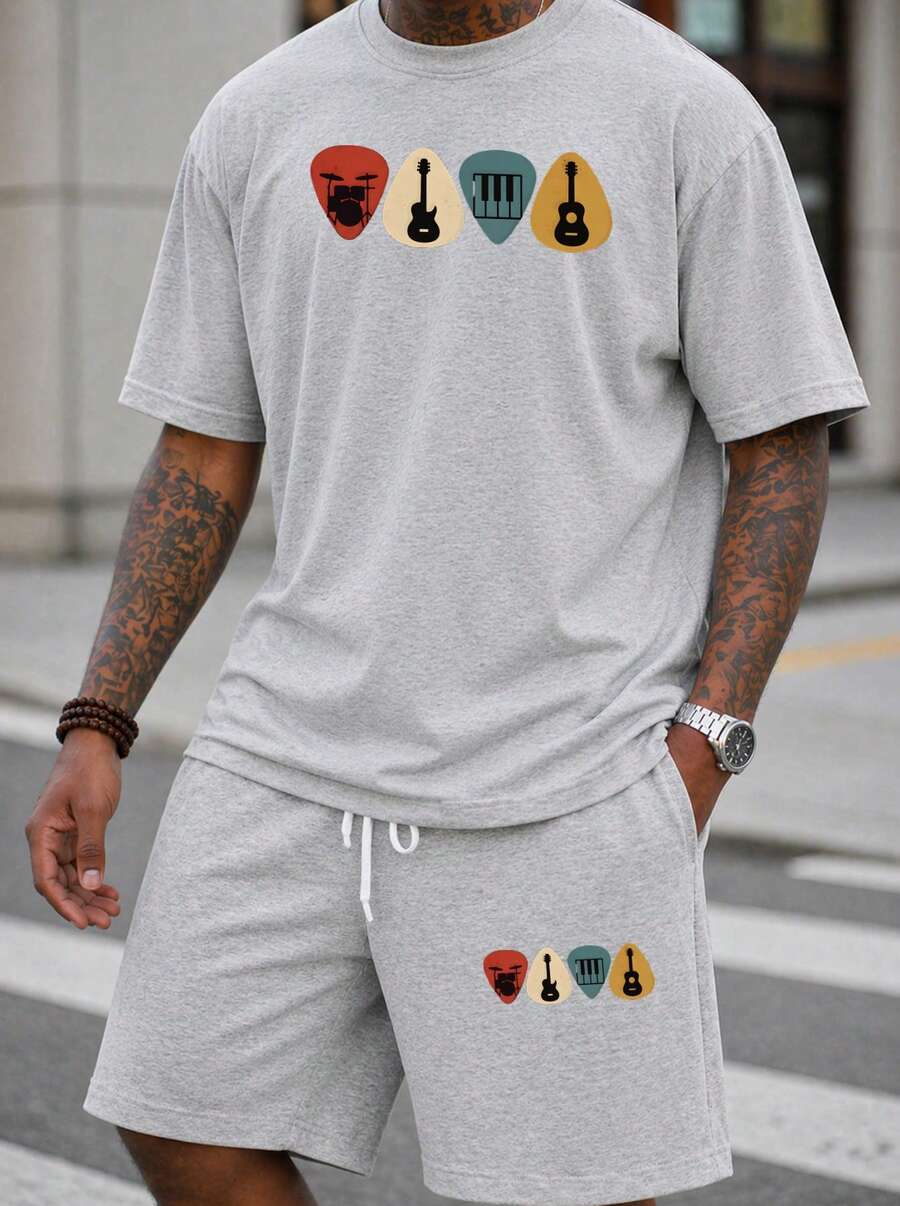 Herren 2-teiliges Oversize T-S – Musical Instrument Music Bewertung und Preis